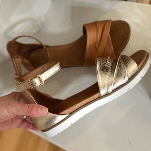 DNA Couture Gold and Brown Sandals